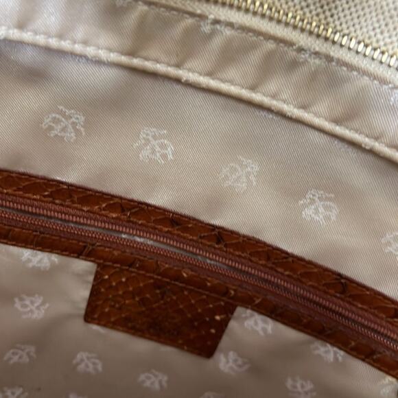BROOKS BROTHERS SNAKESKIN TRIM CANVAS BLEND BAG - Picture 5 of 9